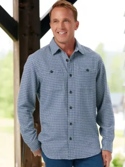 Orton Brothers Men's Midweight Houndstooth Flannel Shirt