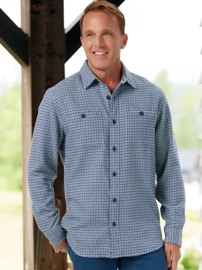 Orton Brothers Men's Midweight Houndstooth Flannel Shirt