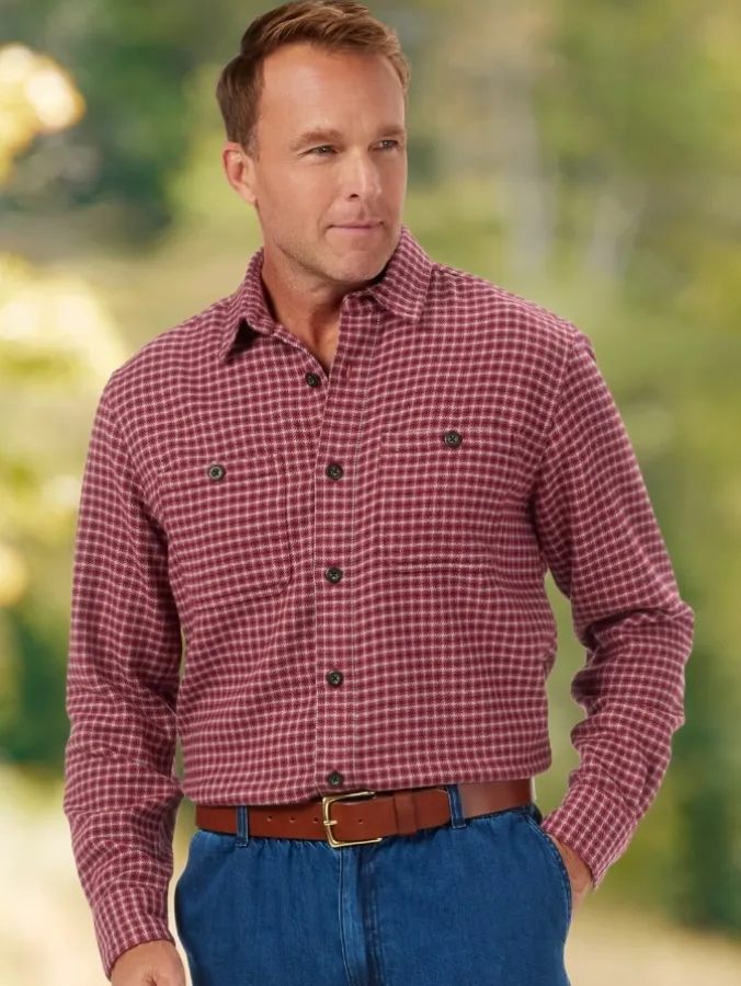 Orton Brothers Men's Midweight Houndstooth Flannel Shirt
