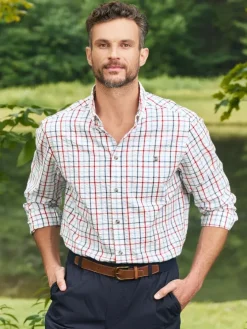Orton Brothers Patriotic Long-Sleeve Seersucker Plaid Shirt