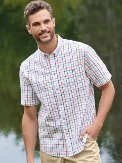 Orton Brothers Patriotic Short-Sleeve Seersucker Plaid Shirt