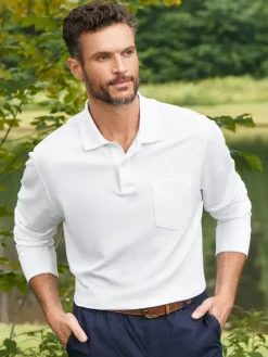 Orton Brothers Pique-Knit Long-Sleeve Polo Shirt