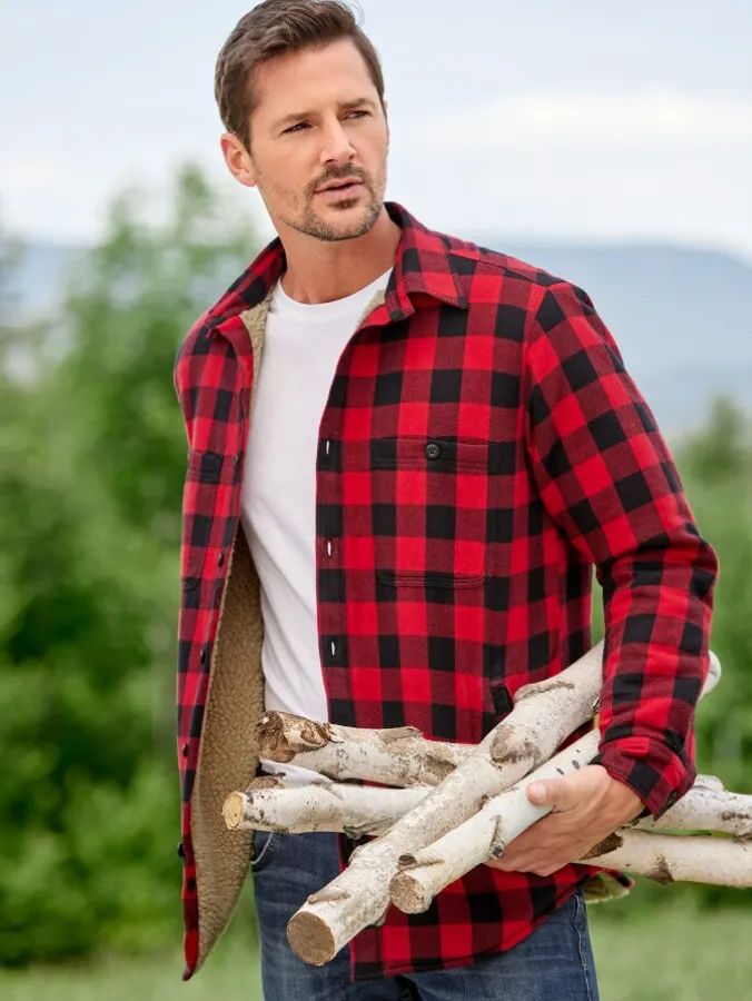 Orton Brothers Sherpa-Lined Buffalo Check Flannel Shirt