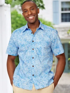 Orton Brothers Short-Sleeve Cotton Batik Camp Shirt