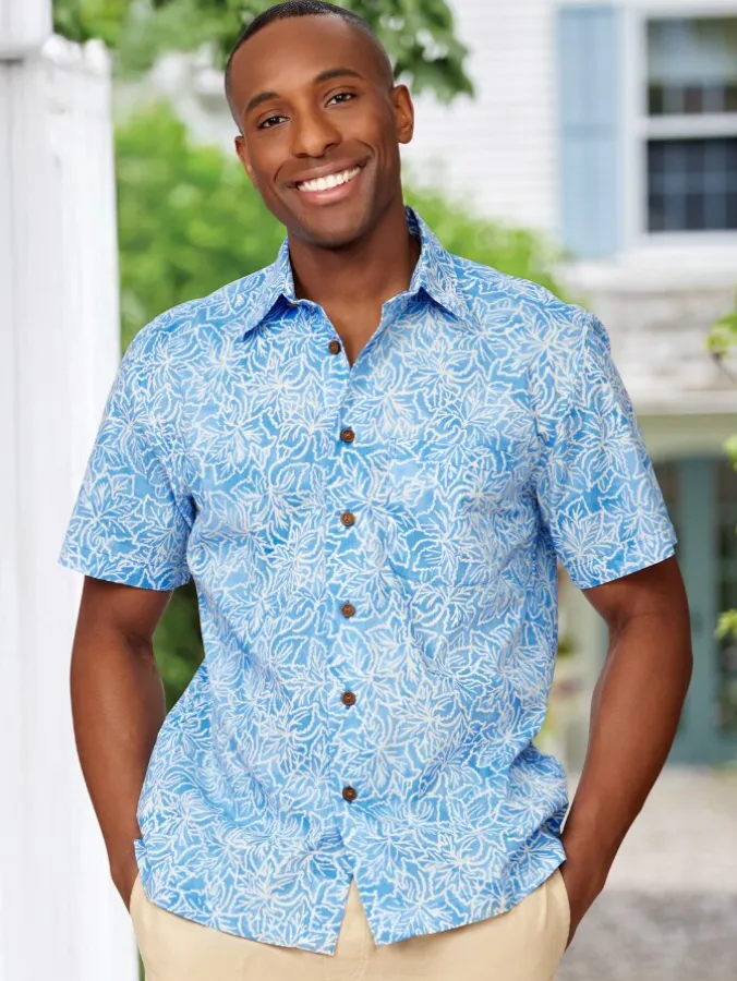 Orton Brothers Short-Sleeve Cotton Batik Camp Shirt