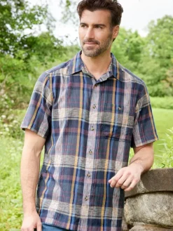 Orton Brothers Short-Sleeve Madras Plaid Cotton Shirt
