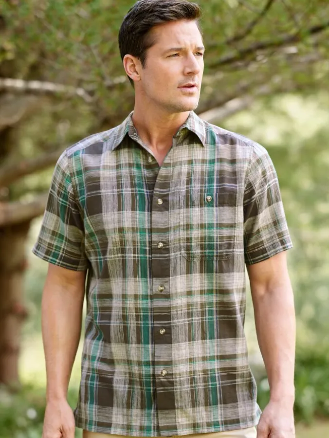 Orton Brothers Short-Sleeve Madras Plaid Shirt