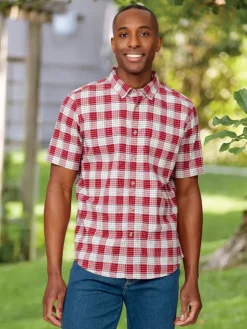 Orton Brothers Short-Sleeve Oxford Plaid Shirt