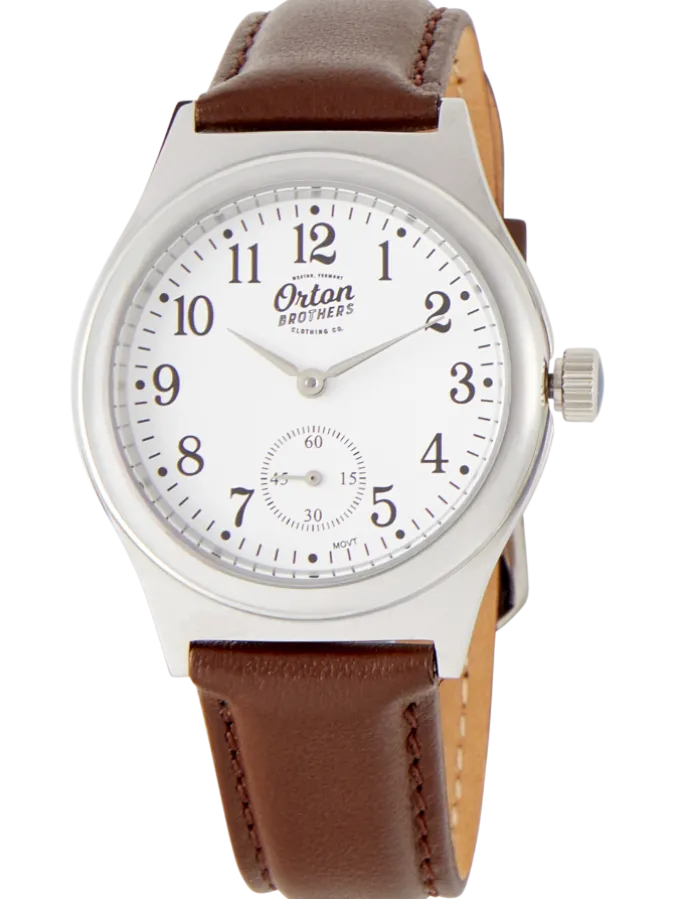 Orton Brothers Silver-Tone Face Wind-Up Watch