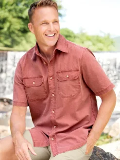 Orton Brothers Solid Washed-Canvas Short-Sleeve Shirt
