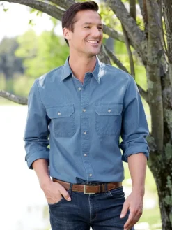 Orton Brothers Solid Washed-Canvas Long-Sleeve Shirt
