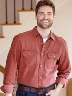 Orton Brothers Solid Washed-Canvas Long-Sleeve Shirt