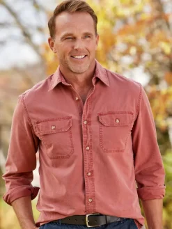 Orton Brothers Solid Washed-Canvas Long-Sleeve Shirt