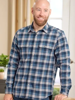 Orton Brothers Stretch-Twill Snap-Front Plaid Shirt