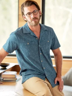 Orton Brothers Textured Weave Short-Sleeve Cotton/Hemp Camp Shirt