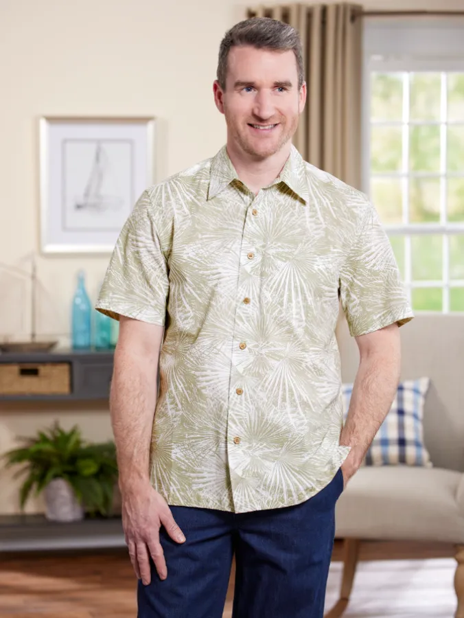 Orton Brothers Tropical Leaves Short Sleeve Cotton Shirt