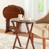 Oval Snack Table Set With Storage Cart, 4 Tables