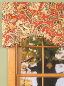 Paisley Jacobean Floral Lined Rod Pocket Scalloped Valance by Country CurtainsĀ®