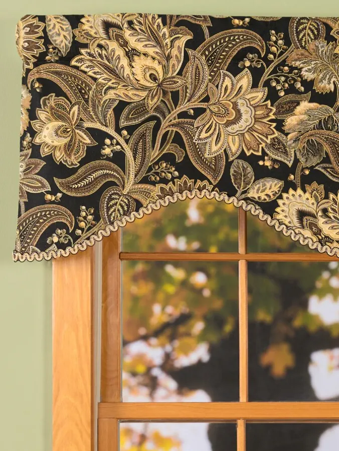 Paisley Jacobean Floral Lined Rod Pocket Scalloped Valance by Country Curtains®