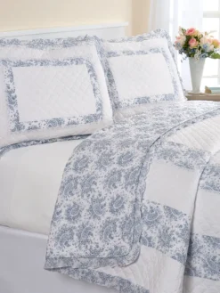 Paisley Ruffle Cotton Quilt or Pillow Sham Pair