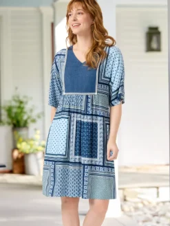 Patchwork Print Rayon Dress