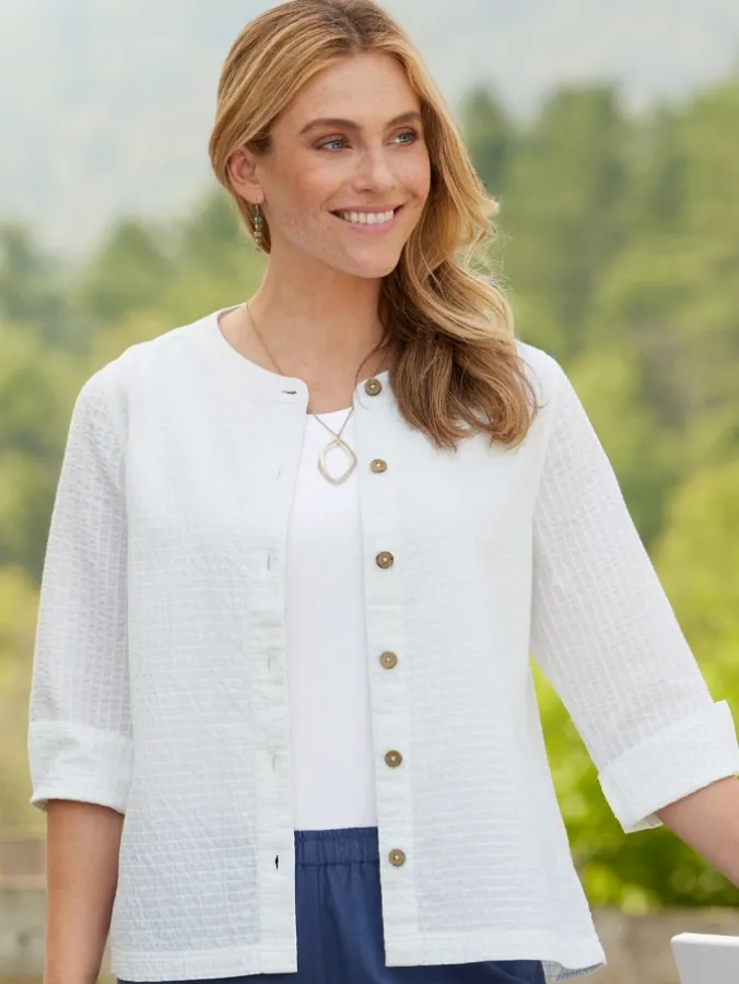 Patriotic Crinkle Cotton Topper Jacket