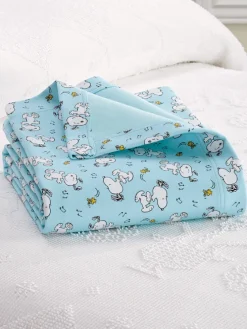 Peanuts Dancing Snoopy and Woodstock Portuguese Cotton Double-Flannel Blanket or Throw