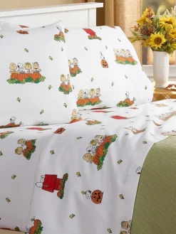 Peanuts Great Pumpkin Halloween Portuguese Cotton Flannel Sheet Set