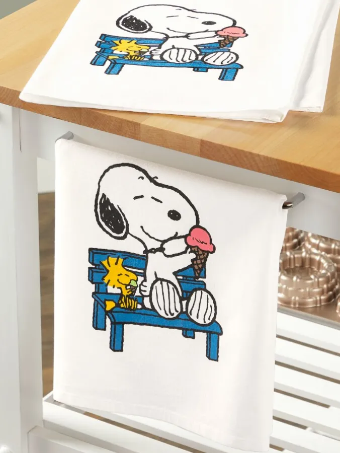 Peanuts Snoopy and Woodstock Summer Fun Flour Sack Towel, Set of 2