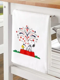 Peanuts Snoopy and Woodstock Americana Cotton Flour Sack Kitchen Towel, Set of 2