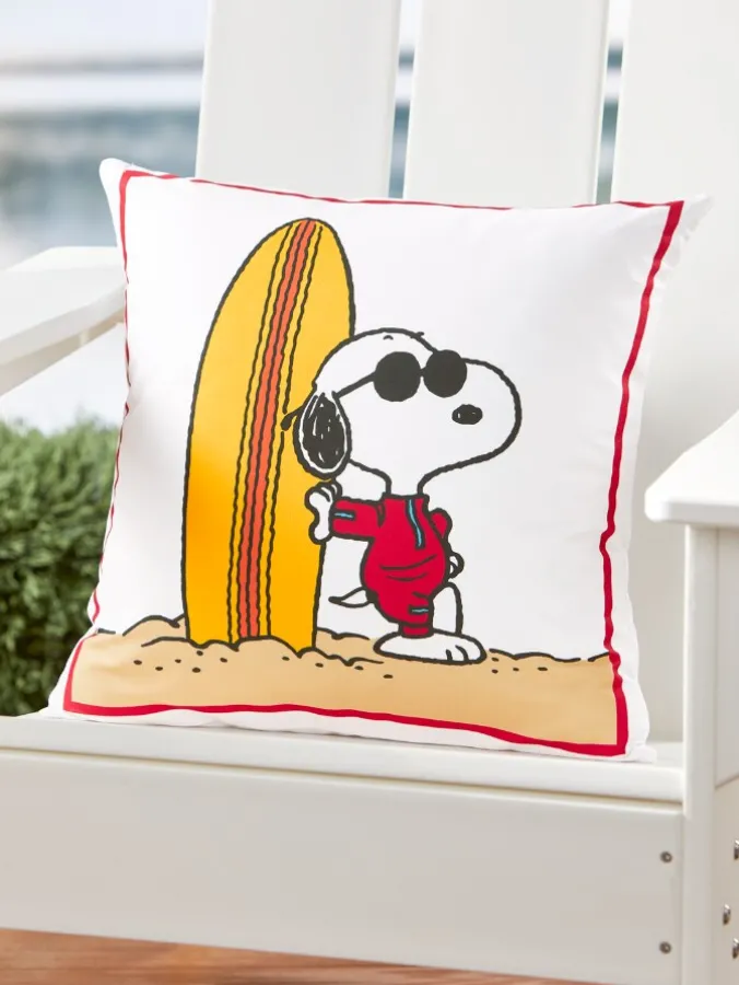 Peanuts Surfing Snoopy 18 Inch Indoor/Outdoor Throw Pillow Cover