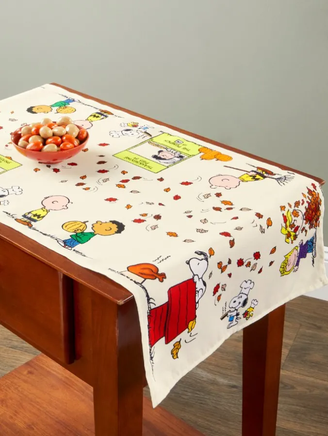 Peanuts Thanksgiving Matte-Finish Oilcloth Table Runner