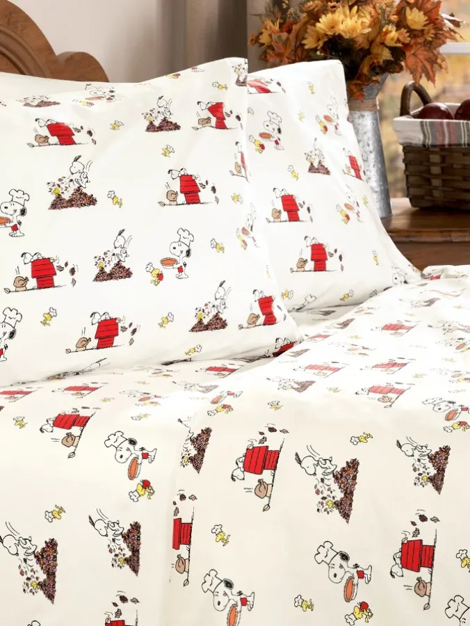 Peanuts Thanksgiving Portuguese Cotton Percale Sheet Set