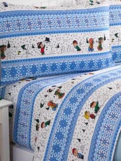 Peanuts Winter Wonderland Nordic Print Portuguese Cotton Percale Sheet Set