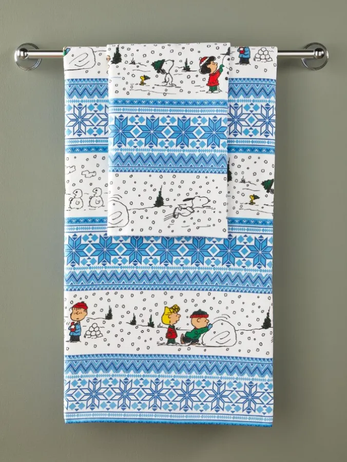 Peanuts Winter Wonderland Nordic Print Cotton Bath Towel Collection