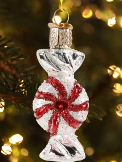 Peppermint Candy Twist Blown-Glass Christmas Ornament