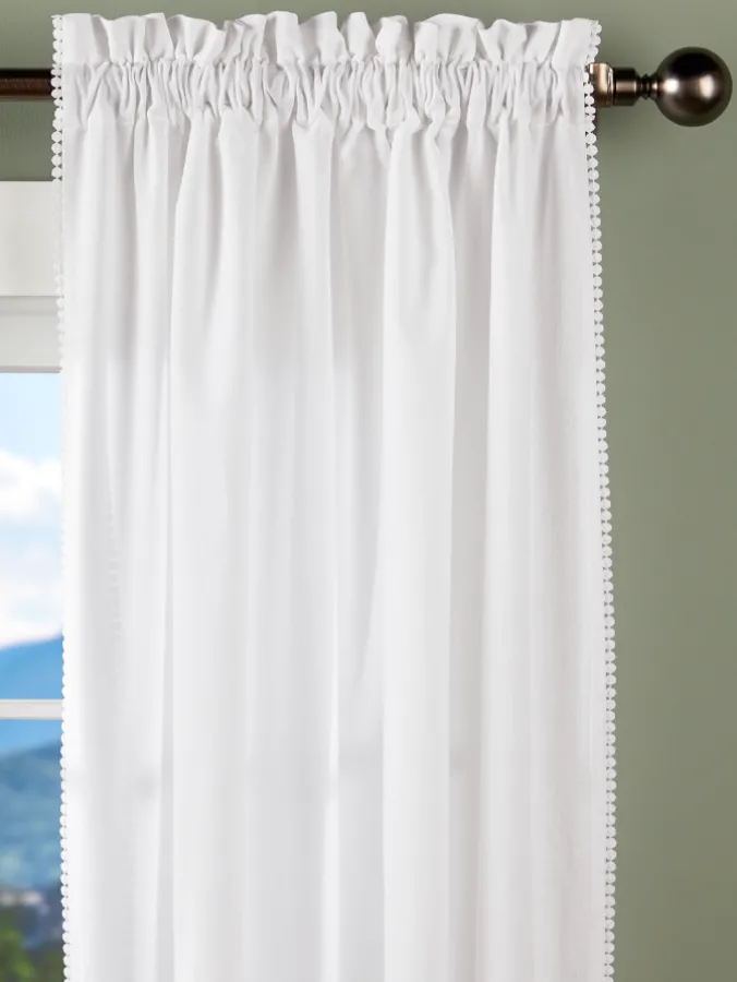 Petite Hobnail Trim Rod Pocket Curtains