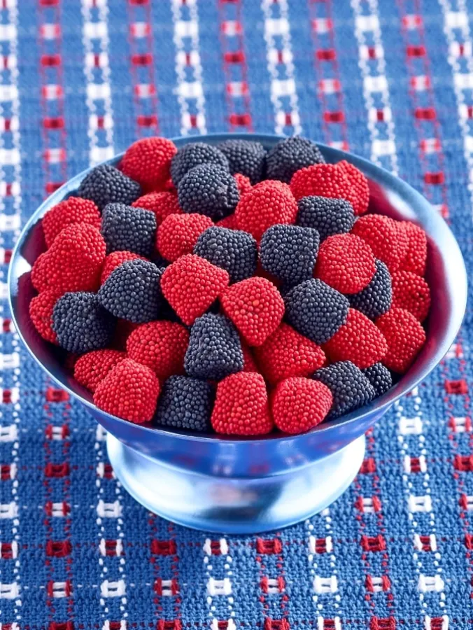 Petite Strawberry and Blueberry Nonpareil Gummy Drops