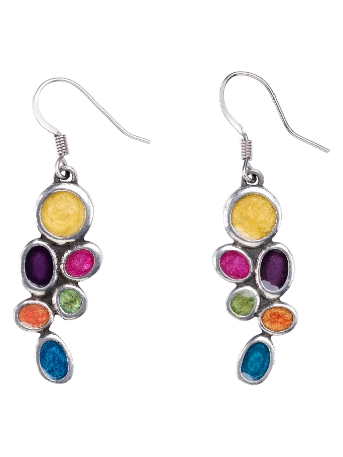 Pewter and Enamel Bubble Drop Earrings