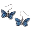 Pewter Blue Butterfly Drop Earrings
