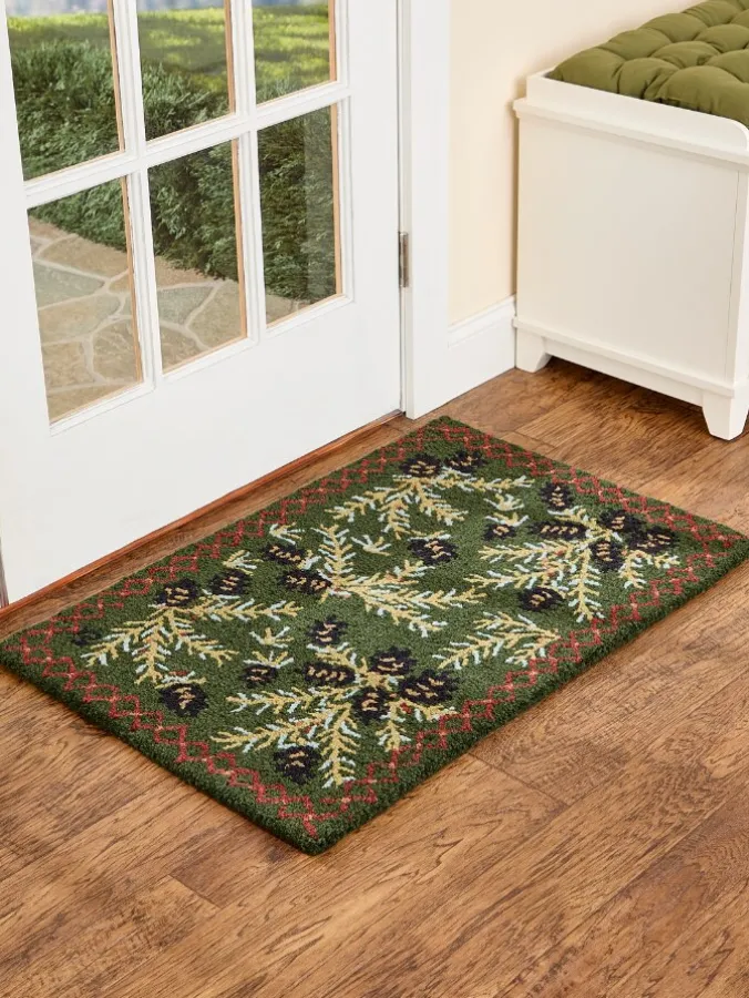 Pine Cone Forest Hooked Wool Rug