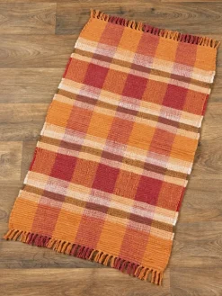 Plaid Cotton Rag Rug or Runner