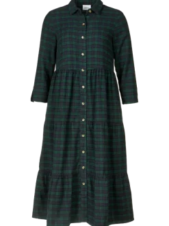 Plaid Flannel Tiered Midi Dress