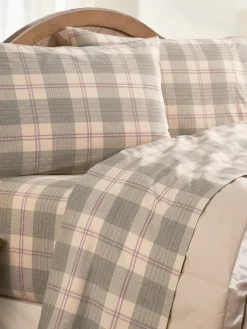 Plaid Portuguese Cotton Percale Sheet Set