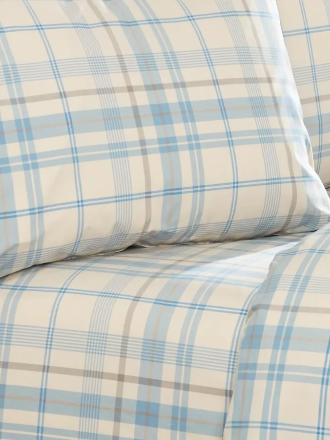 Plaid Portuguese Cotton Percale Sheet Set
