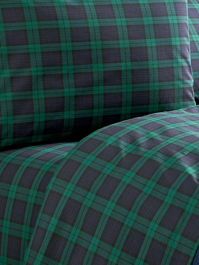 Plaid Portuguese Cotton Percale Sheet Set