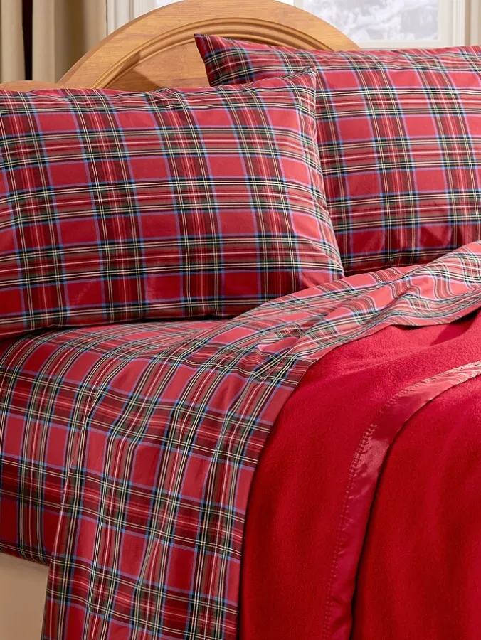 Plaid Portuguese Cotton Percale Sheet Set
