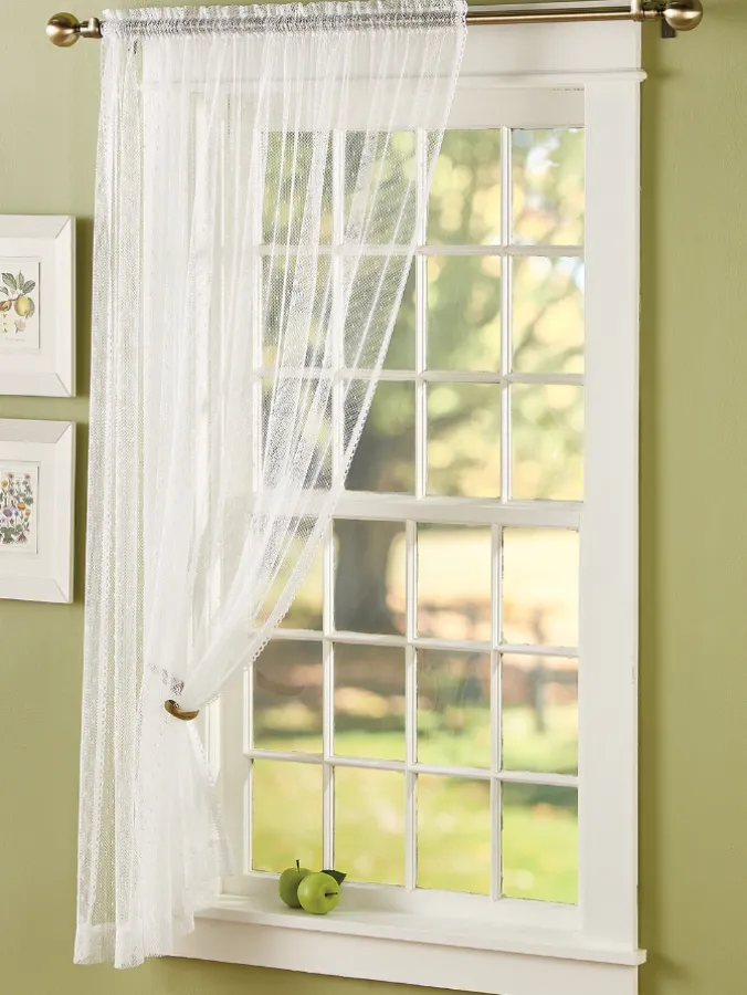 Point d'Esprit Rod Pocket Sheer Curtain Panel
