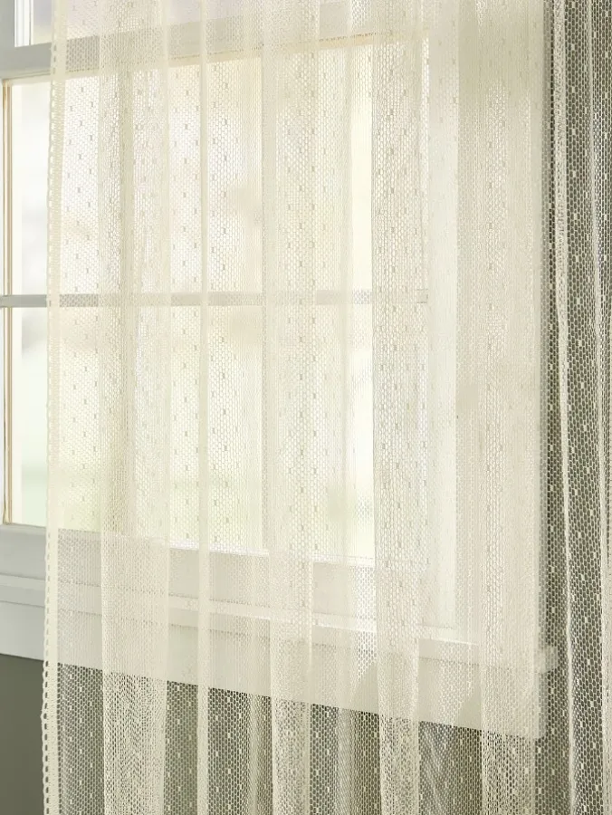 Point d'Esprit Rod Pocket Sheer Curtain Panel