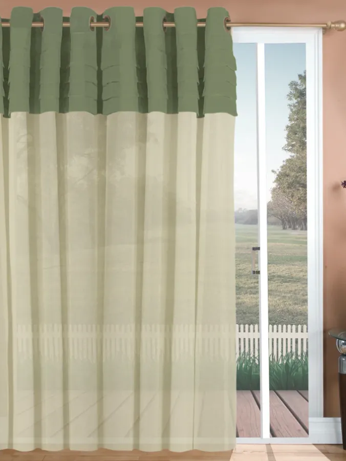 Portico Pleats Color Band Grommet Top Patio Panel With Pull Wand by Country Curtains®